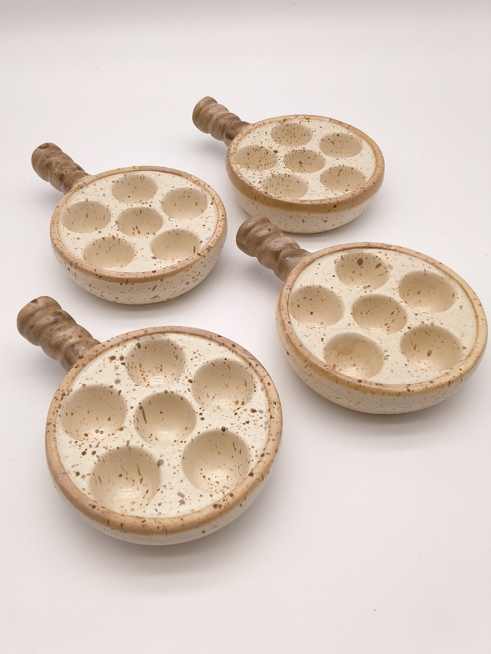 Vintage Laurentian Pottery "Tundra" Escargot Dishes Made In Canada